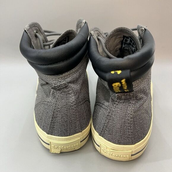 Dr Martens Eason Women Size 8 Shoes Gray Black Mid Top Lace‎ Up Canvas Sneakers - Picture 4 of 10